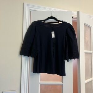 Banana Republic Navy Blouse with Lace Detail